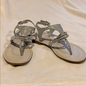 Soohie17 silver sparkly & jeweled sandals size 5